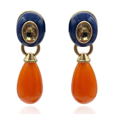 Michael Nash Jewelry Women's Orange / Blue / Brown Charlotte Navy And Orange Resin Pierced Removable Drop In Burgundy