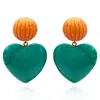 Michael Nash Jewelry Women's Orange / Green Amour Carved Coral Pierced Resin With Jade Resin Heart Drop In Multi