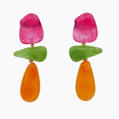 Michael Nash Jewelry Women's Orange / Green Rockstar Fusschia & Green & Orange Resin Drop Earrings In Multi