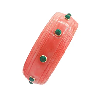 Michael Nash Jewelry Women's Orange / Green Rosa Coral And Jade Resin Bangle In Red