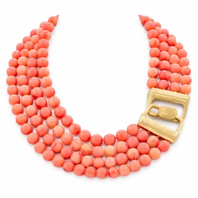Michael Nash Jewelry Women's Orange Irena Four Strand Coral Resin Bead Nesting Necklace