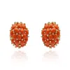 Michael Nash Jewelry Women's Orange Multi Stone Glass Coral Clip On Earrings In Gold Plating In Orange
