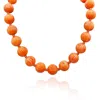 Michael Nash Jewelry Women's Orange Vicenza Coral Resin Carved Sixteen Inches Melon Bead Necklace In Orange