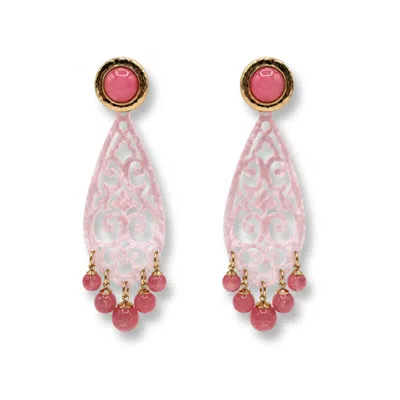 Michael Nash Jewelry Women's Pink Amelia Rose Earrings With Rose Quartz Drops Earrings