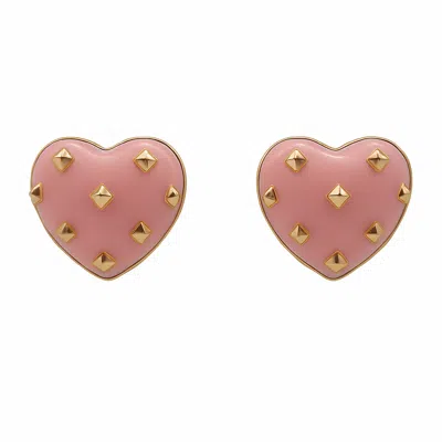 Michael Nash Jewelry Women's Pink Cosette Rose Heart Resin Stud Earrings