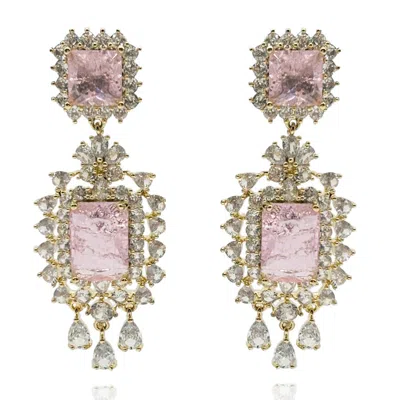 Michael Nash Jewelry Women's Pink Diamond Crystal Drop Clip-on Earrings