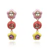 Michael Nash Jewelry Women's Pink Multi Color Crystal And Enamel Drop Earrings In Pink
