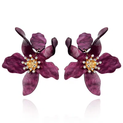 Michael Nash Jewelry Women's Pink / Purple Amethyst Floral Resin Drop Earrings In Multi