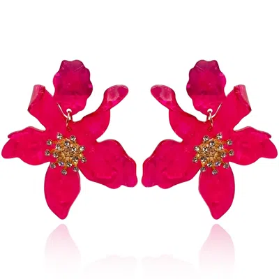 Michael Nash Jewelry Women's Pink / Purple Fuschia Floral Resin Drop Earrings