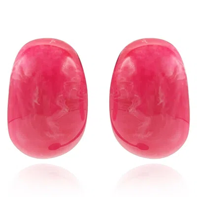 Michael Nash Jewelry Women's Pink / Purple Fuschia Marbled Resin Semi Hoop Clip On Earrings In Multi