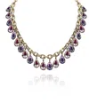 Michael Nash Jewelry Women's Pink / Purple Light Rose And Light Amethyst Gold Plate Crystal Necklace