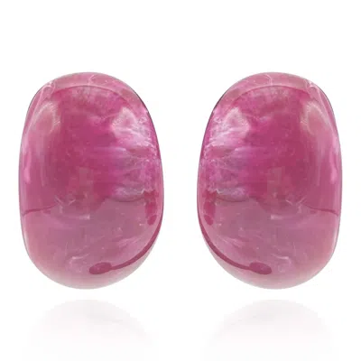Michael Nash Jewelry Women's Pink / Purple Magenta Resin Semi Hoop Clip On Earrings