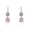 Michael Nash Jewelry Women's Pink / Purple Pink Diamond Cubic Zirconium Oval And Emerald Shape Drop Earrings With Pave Cu