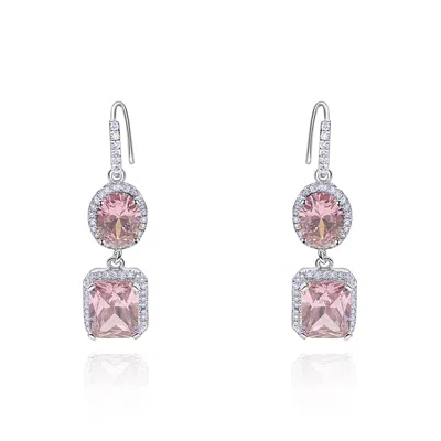 Michael Nash Jewelry Women's Pink / Purple Pink Diamond Cubic Zirconium Oval And Emerald Shape Drop Earrings With Pave Cu In Multi
