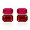 Michael Nash Jewelry Women's Pink / Purple / Red Fuschia And Ruby Double Stone Clip Earrings