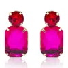 Michael Nash Jewelry Women's Pink / Purple / Red Fuschia Crystal Ocatgon And Ruby Round Stone Drop Earrings