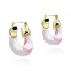 Michael Nash Jewelry Women's Pink / Purple Transparent Rose Resin And Gold Hoop Earrings