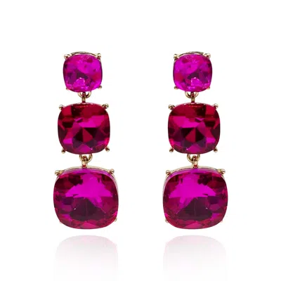 Michael Nash Jewelry Women's Pink / Purple Triple Cushion Shape Fuschia Drop Earrings