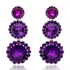Michael Nash Jewelry Women's Pink / Purple Triple Round Crystal Amethyst Drop Earrings Surrounded By Round Amethyst Stone