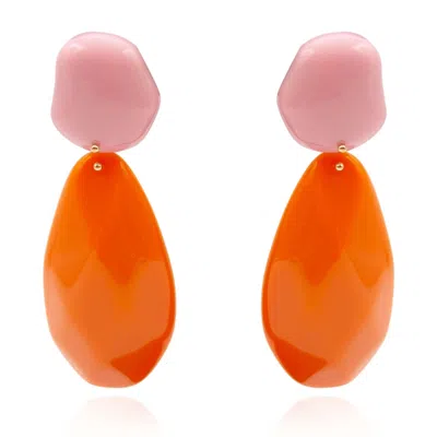 Michael Nash Jewelry Women's Pink / Purple / Yellow Pink And Orange Pebble Resin Earrings