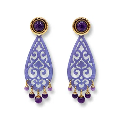 Michael Nash Jewelry Women's Purple Amelia Light Amethyst Resin Cut Out Resin Drop Earrings