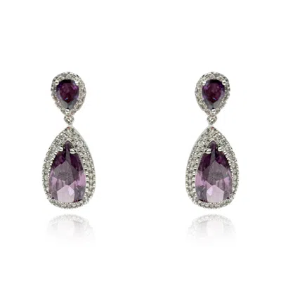 Michael Nash Jewelry Women's Purple Amethyst Cubic Zirconium Pear Shape Earrings