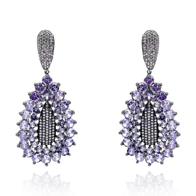 Michael Nash Jewelry Women's Purple Amethyst Pave Cubic Zircounium Drop Earrings