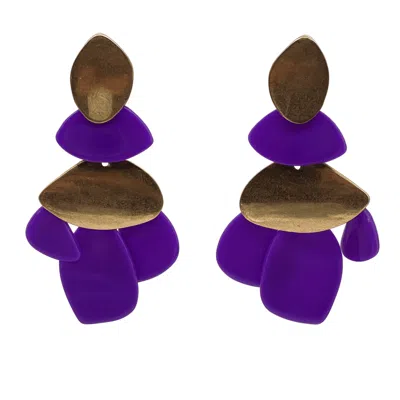 Michael Nash Jewelry Women's Purple Danielle Amethyst Resin And Worn Gold Pierced Earrings