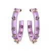 Michael Nash Jewelry Women's Purple Lavender Translucent Resin Hoop Earrings With Light Amethyst Crystal Accents In Purple