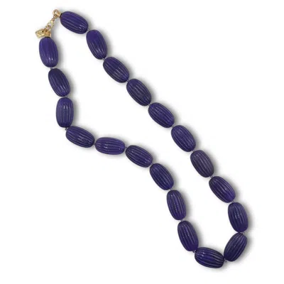 Michael Nash Jewelry Women's Purple Renata Large Amethyst Resin Carved Bead Necklace