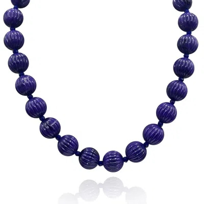 Michael Nash Jewelry Women's Purple Vicenza Amethyst Carved Seventeen And Half Inches Melon Bead Necklace In Blue