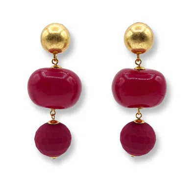 Michael Nash Jewelry Women's Red Analise Triple Burgundy Resin Drop Pierced Earrings