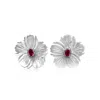 Michael Nash Jewelry Women's Red Carved Mother Of Pearl Floral Button With Cubic Zirconium Ruby Center In Red