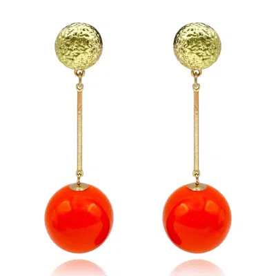 Michael Nash Jewelry Women's Red Orange And Gold Ball Drop Earrings