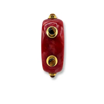Michael Nash Jewelry Women's Red Renee Bangle In Carnelian Resin And Tiger Eye Stones In Burgundy