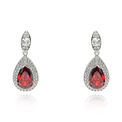 Michael Nash Jewelry Women's Red Ruby And Diamond Cubic Zirconium Pear-shaped Clip-on Drops