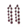 Michael Nash Jewelry Women's Red / Silver Pink Ruby Pear Cubic Zirconium Drop Earrings Set In Sterling Silver