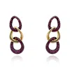 Michael Nash Jewelry Women's Red Sterling Silver Vermeil Earrings With Ruby Cubic Zirconium In Red