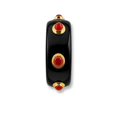Michael Nash Jewelry Women's Renee Bangle In Black Resin And Carnelian Stones
