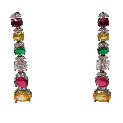 Michael Nash Jewelry Women's Rosa Multi Color Cubic Zirconium Pierced Drop Earrings