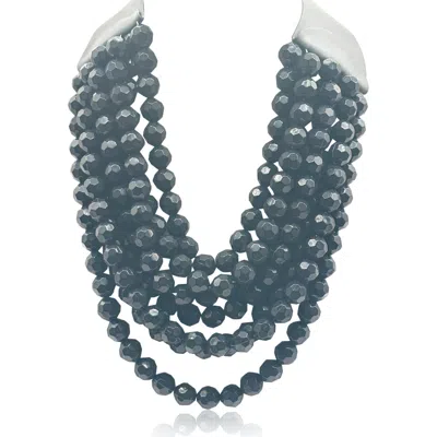 Michael Nash Jewelry Women's Sabina Multi Strand Faceted Black Resin Beaded Necklace