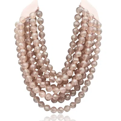 Michael Nash Jewelry Women's Sabina Multi Strand Faceted Light Pink Resin Beaded Necklace