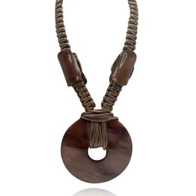 Michael Nash Jewelry Women's Shades Of Brown Resin Circular Disc Necklace