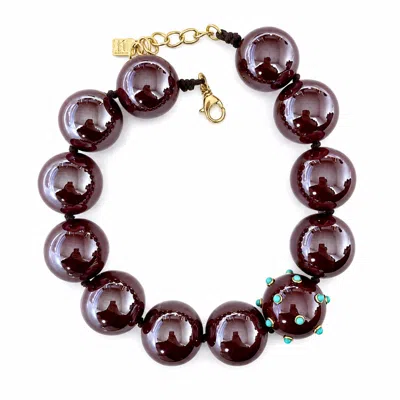 Michael Nash Jewelry Women's Sienna Chocolate Brown Necklace With Turquoise Studded Ball In Multi
