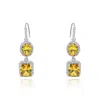 Michael Nash Jewelry Women's Silver Canary Diamond Cubic Zirconium Oval And Emerald Shape Drop Earrings With Pave Cubic Z In Silver