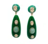Michael Nash Jewelry Women's Sofia Green Resin And Enamel Pierced Earrings With Light Amethyst Crystal Stones In Green