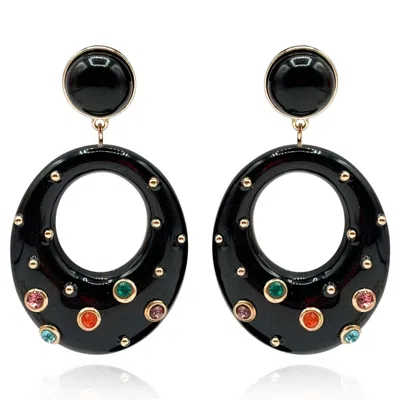 Michael Nash Jewelry Women's Studded Black Resin Large Hoop Earrings
