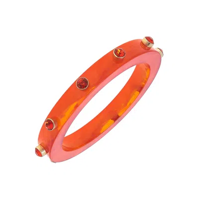 Michael Nash Jewelry Women's Translucent Orange Resin Bangle With Orange Faceted Stone Accents