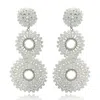 Michael Nash Jewelry Women's White Aurora Borealis Glass Clip On Boho Drop Earrings