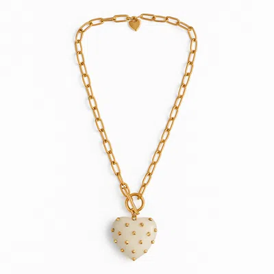 Michael Nash Jewelry Women's White Celestine Mother Of Pearl Resin Heart Pendant